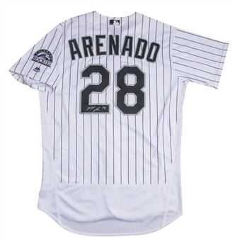 2017 Nolan Arenado Home Opener Game Used & Signed White Colorado Rockies Jersey (MLB Authenticated & Beckett)
